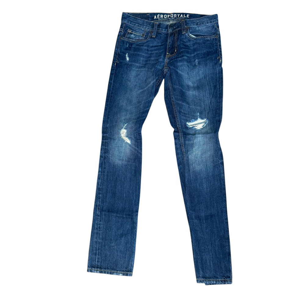 Mens Aeropostale Rivington Skinny jeans dark wash distressed 28 100% cotton